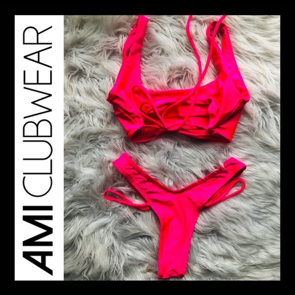 NWOT Neon FUSHIA Strappy Thong Bikini 👙 - Picture 4 of 6